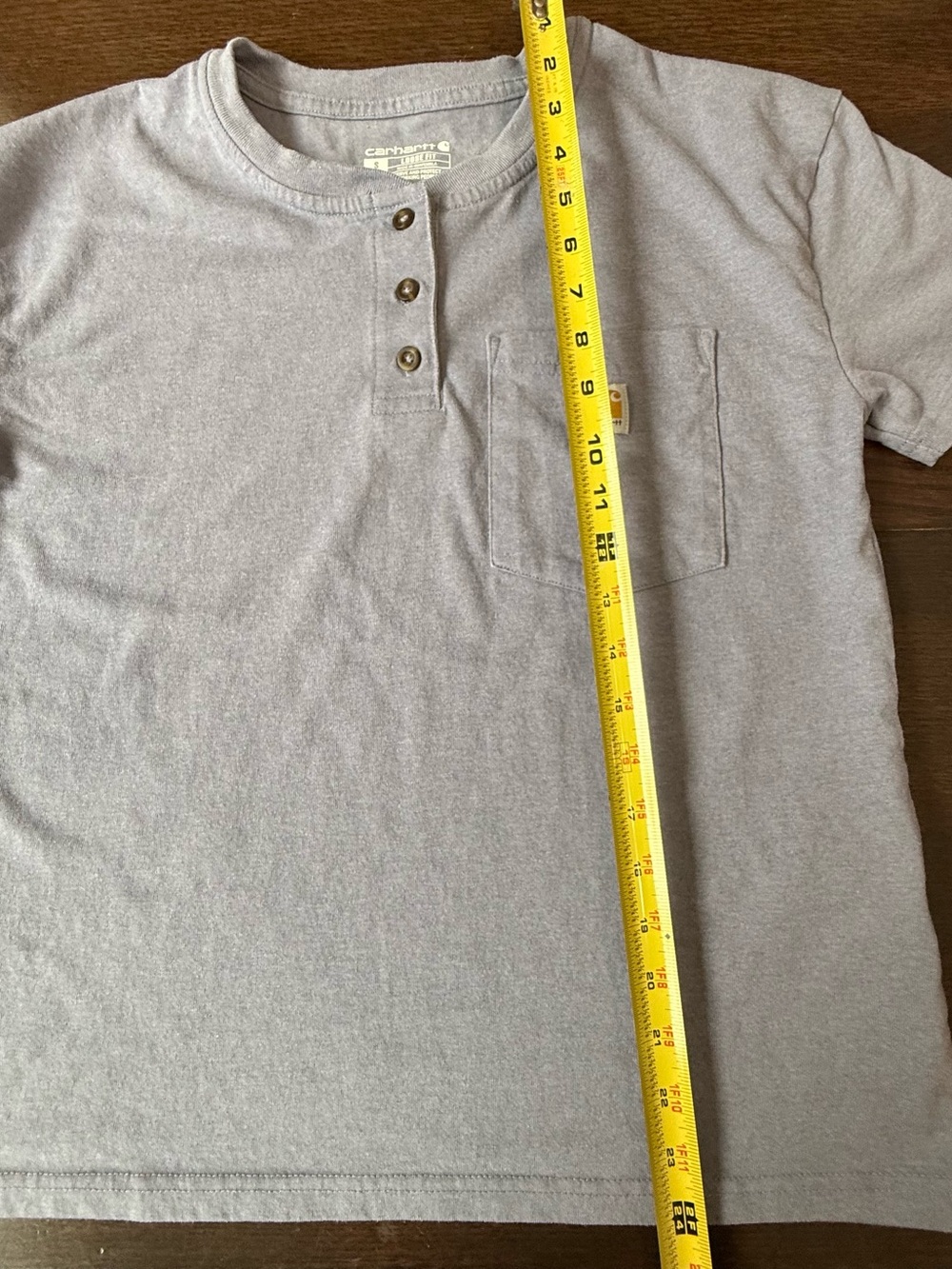 Women’s Carhartt Light Blue Short-Sleeve Henley Pocket Tee size small - Picture 7 of 9